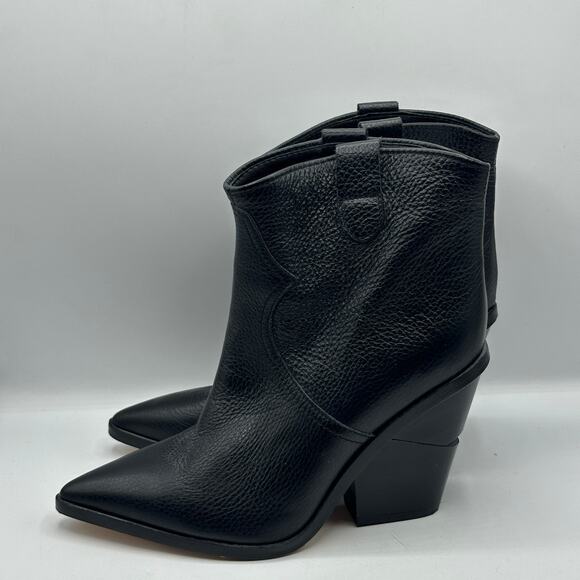 CECELIA NEW YORK x ANTHROPOLOGIE Kimball Western Bootie Black Leather Sz 39 $248 - Picture 4 of 8